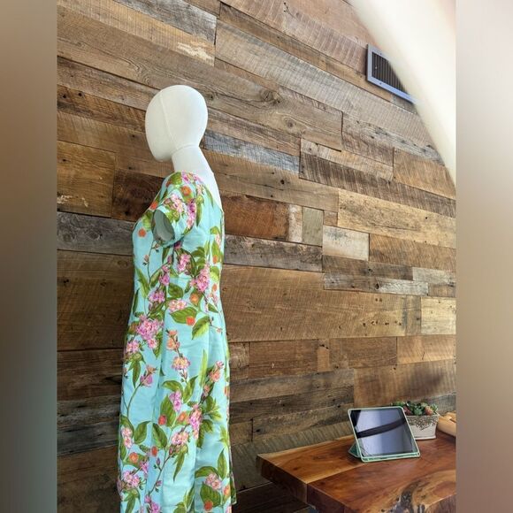 Talbots Floral Dress short sleeve, lightweight poly sheen  sz 4 - Picture 3 of 13